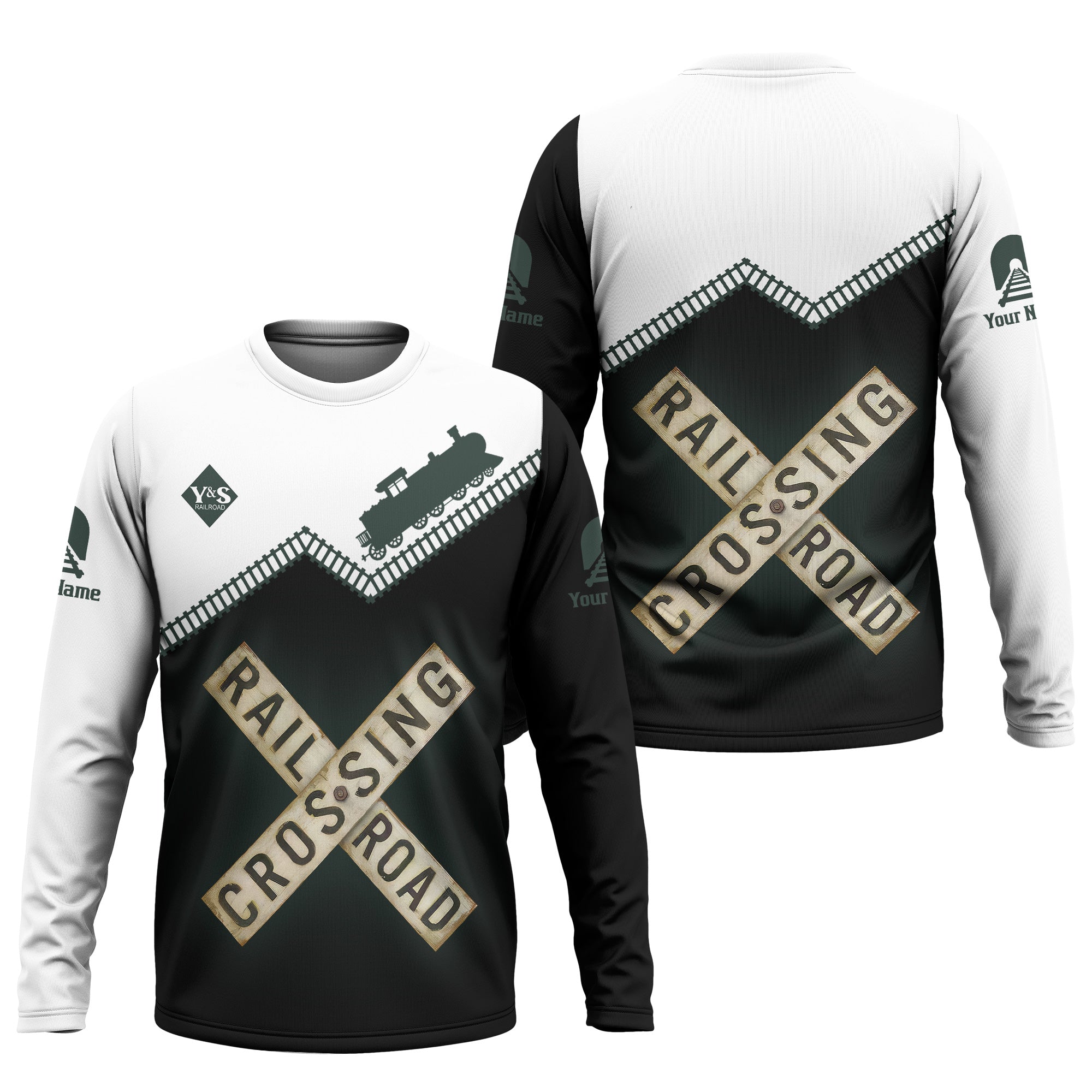 Railspirit Personalized Youngstown & Southern Railroad Long Sleeve Shirt Railroad Crossing Printed Train Track Shirt