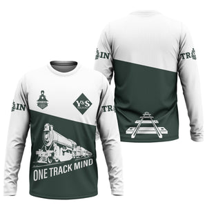 Railspirit Custom Name Youngstown & Southern Railroad Long Sleeve Shirt One Track Mind Printed Shirt