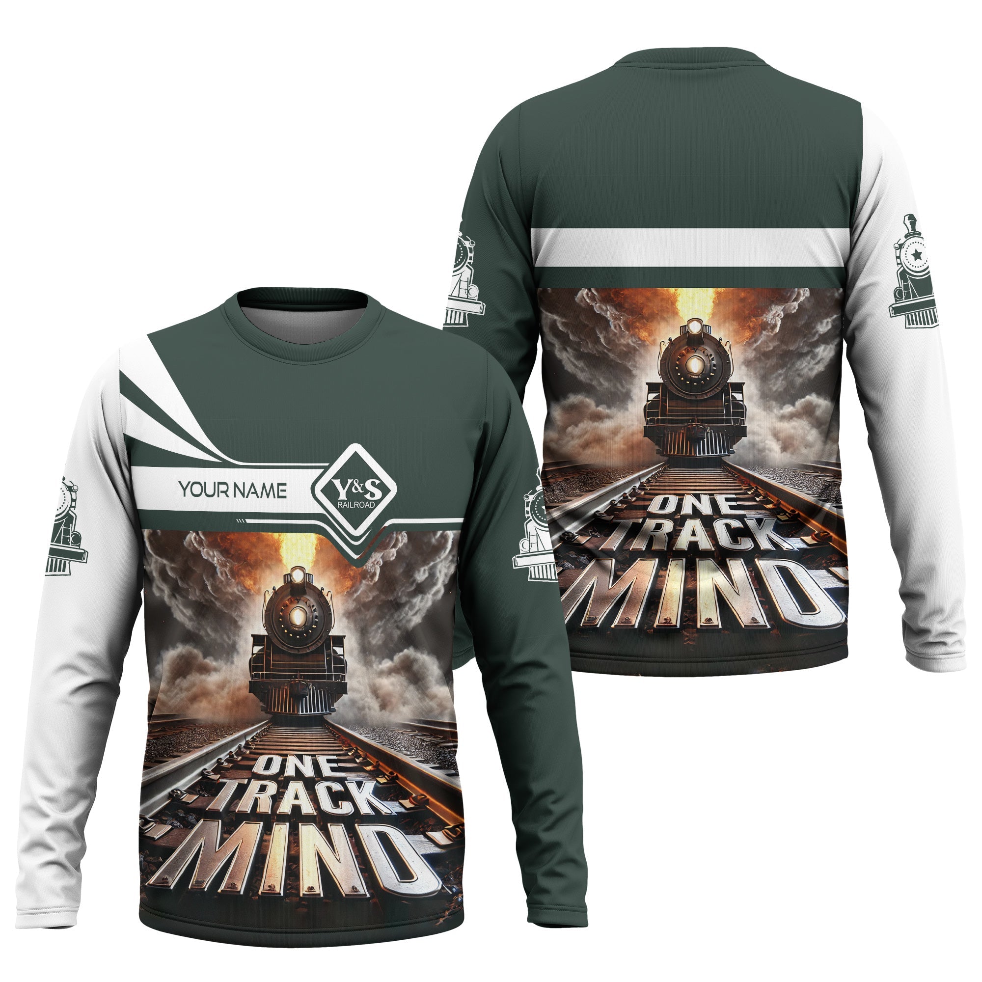 Railspirit Personalized Youngstown & Southern Railroad Long Sleeve Shirt One Track Mind Train Printed Shirt