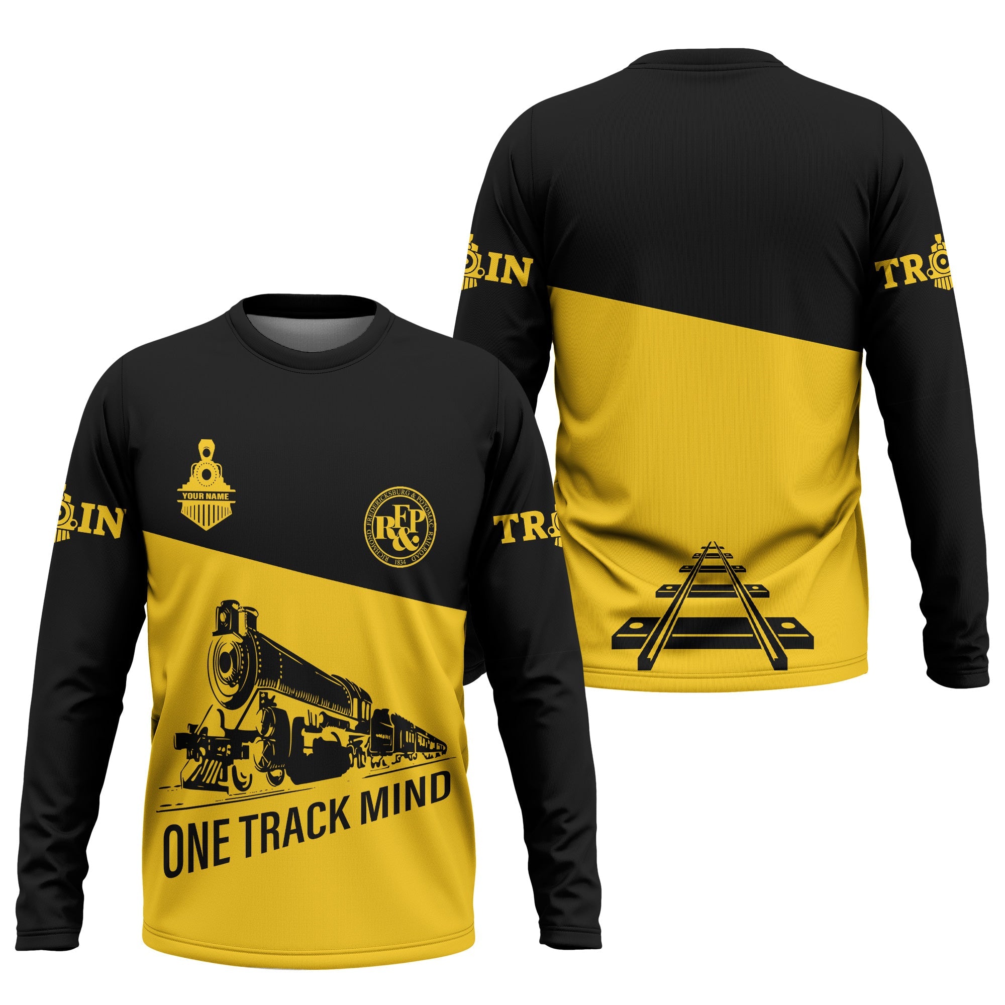 Railspirit Custom Name Richmond, Fredericksburg And Potomac Railroad Long Sleeve Shirt One Track Mind Printed Shirt