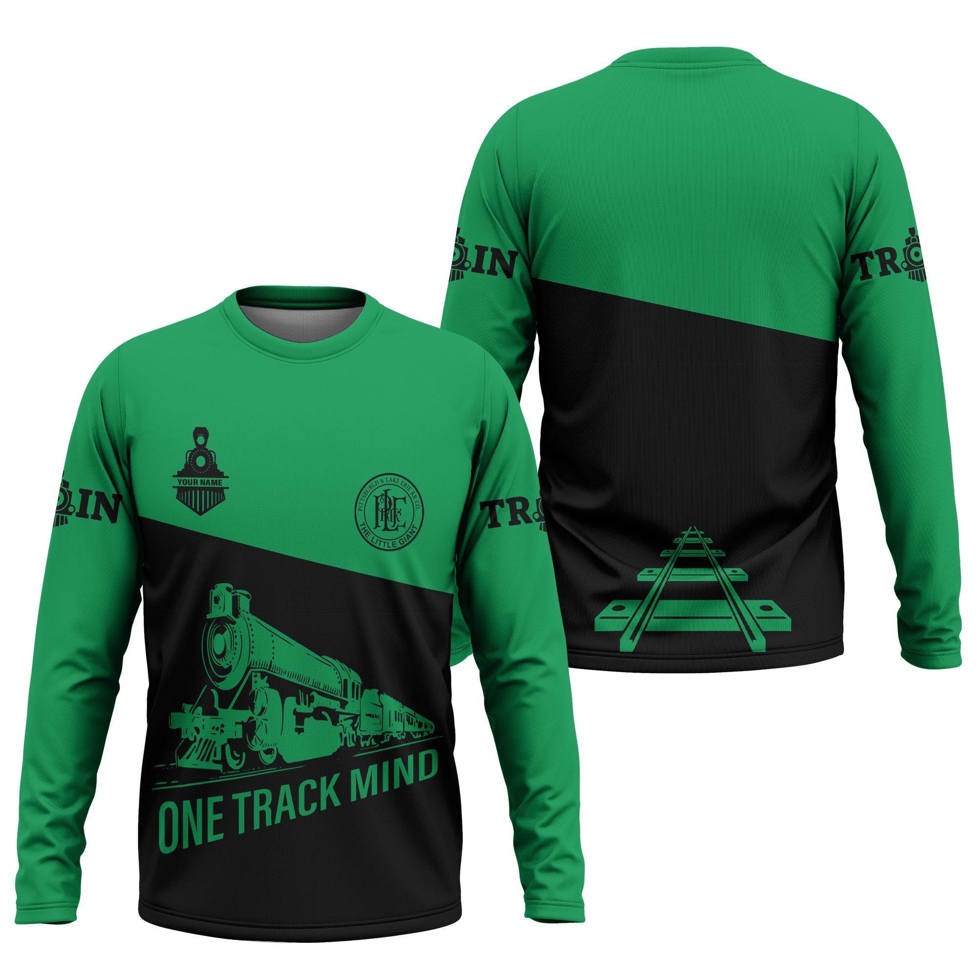 Railspirit Custom Name Pittsburgh And Lake Erie Railroad Long Sleeve Shirt One Track Mind Printed Shirt