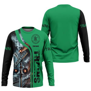 Railspirit Custom Name Pittsburgh And Lake Erie Railroad Long Sleeve Shirt Railroad Crossing Sign Printed Train Shirt