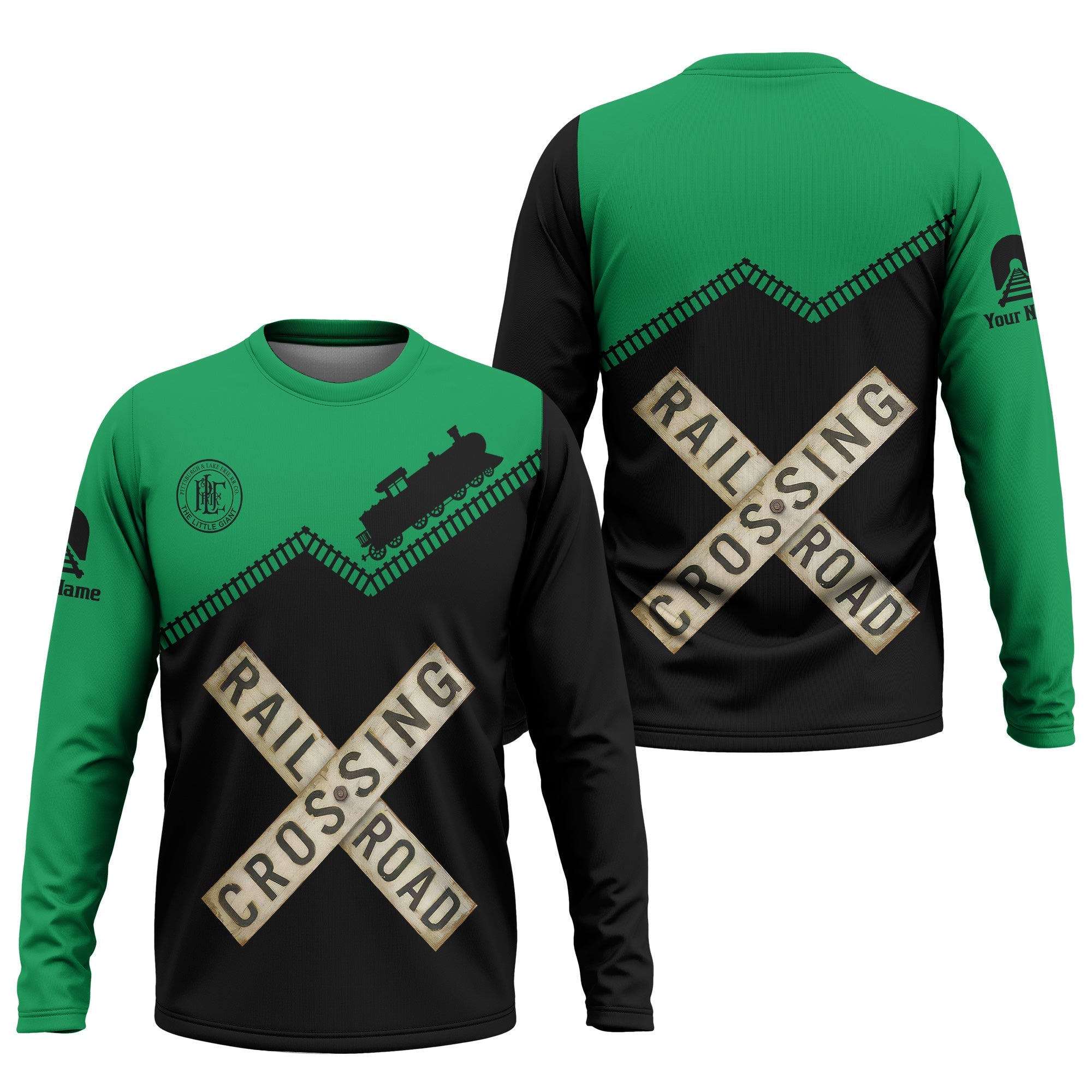 Railspirit Personalized Pittsburgh And Lake Erie Railroad Long Sleeve Shirt Railroad Crossing Printed Train Track Shirt