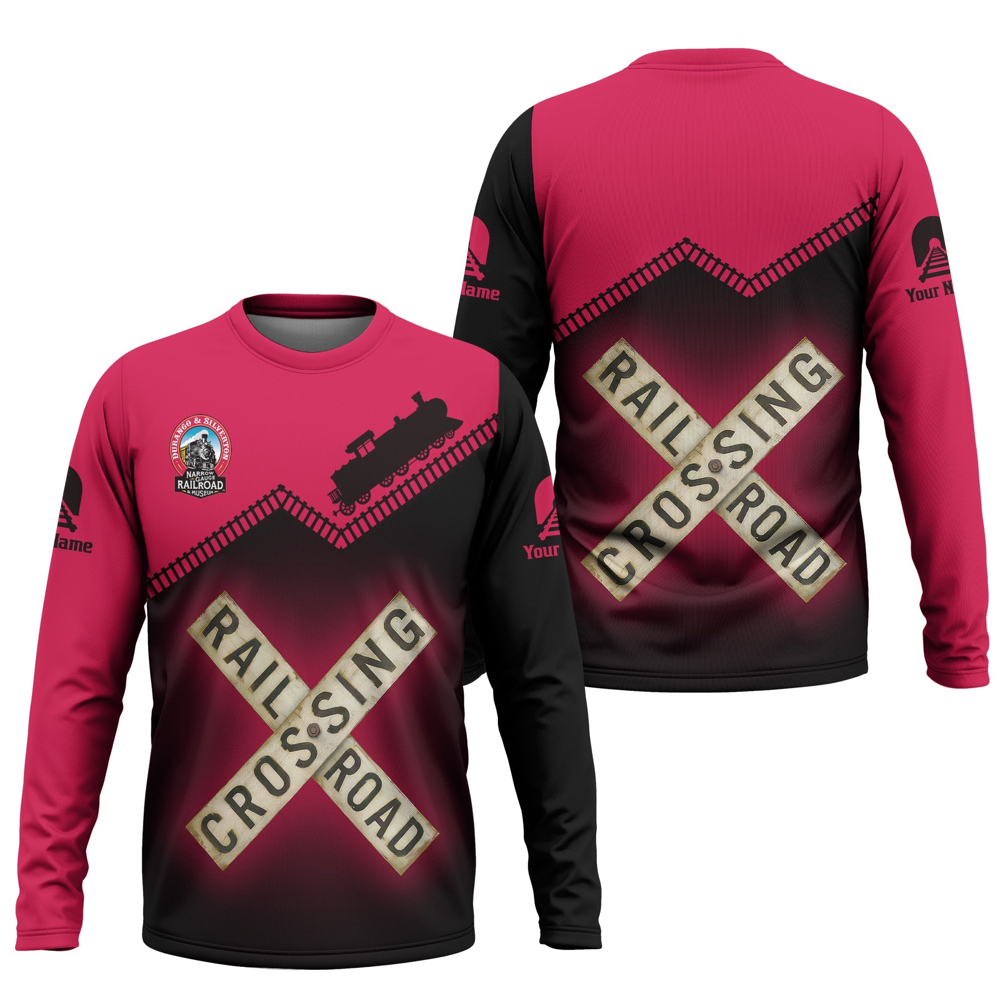 Railspirit Personalized Durango And Silverton Narrow Gauge Railroad Long Sleeve Shirt Railroad Crossing Printed Train Track Shirt