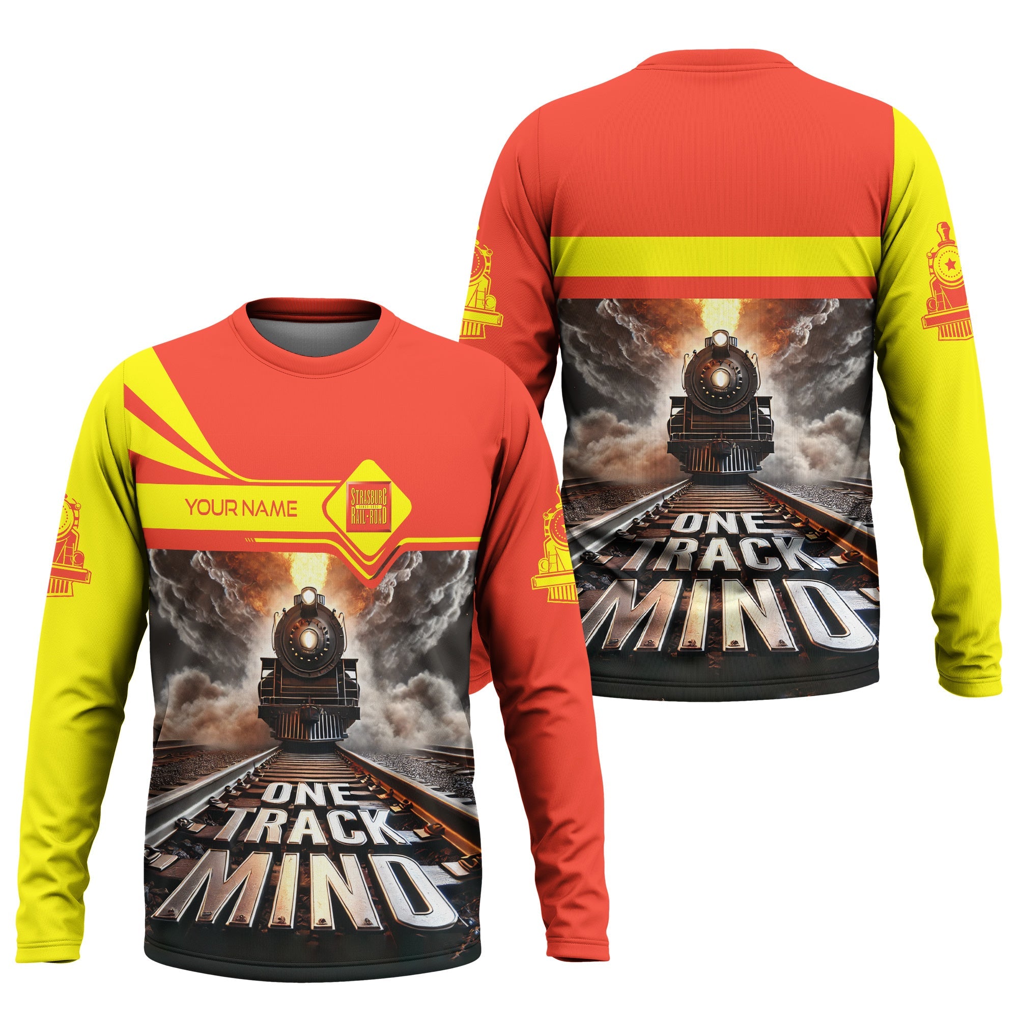 Railspirit Personalized Strasburg Railroad Long Sleeve Shirt One Track Mind Train Printed Shirt