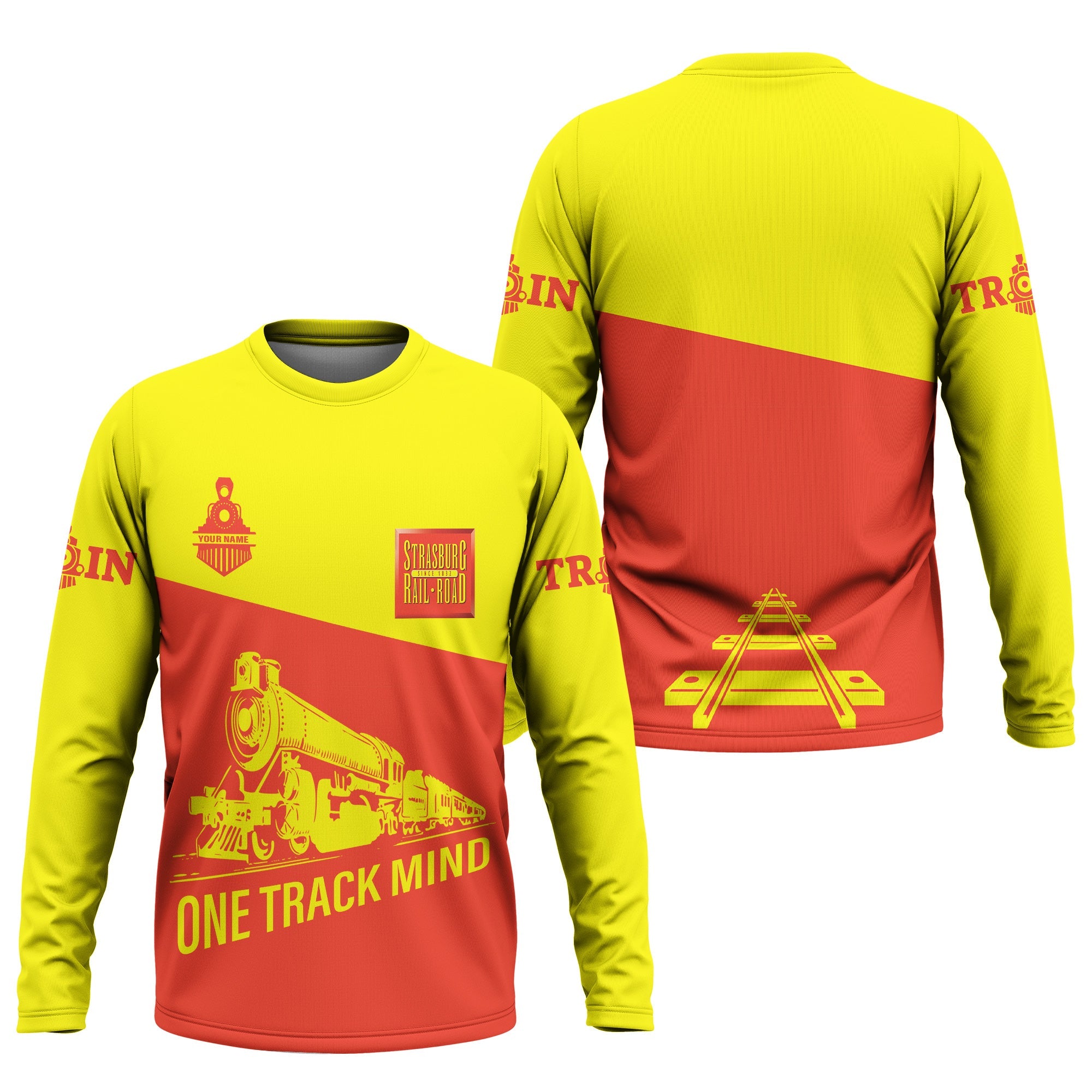 Railspirit Custom Name Strasburg Railroad Long Sleeve Shirt One Track Mind Printed Shirt
