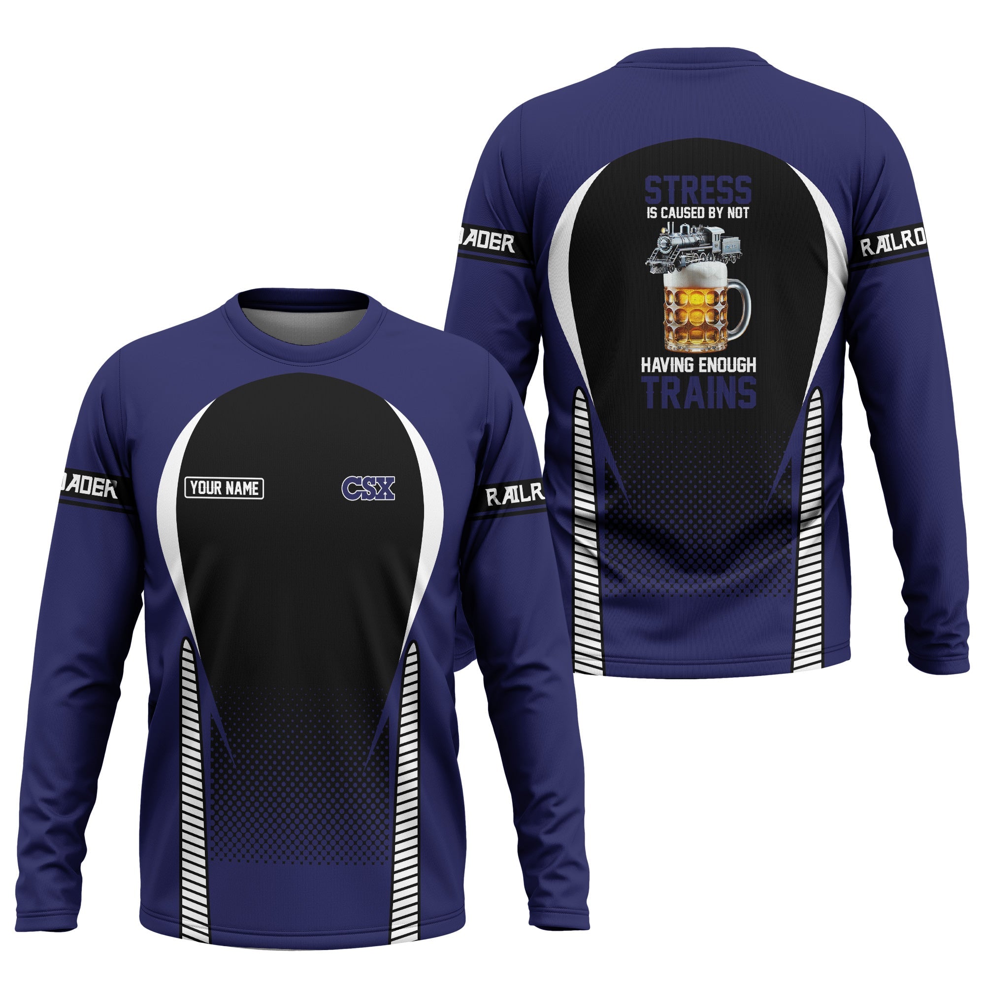 Railspirit Personalized CSX Transportation Railroad Long Sleeve Shirt Train Long Sleeve Shirt Gift Idea For Train Lover