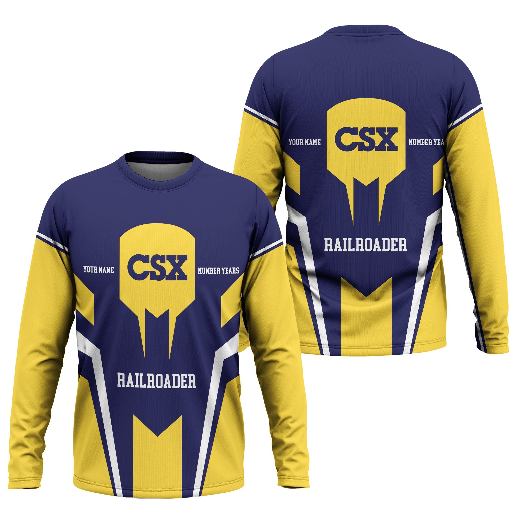 Railspirit Personalized CSX Transportation Railroad Long Sleeve Shirt Custom Year Railroader Shirt Gift Idea For Train Lover