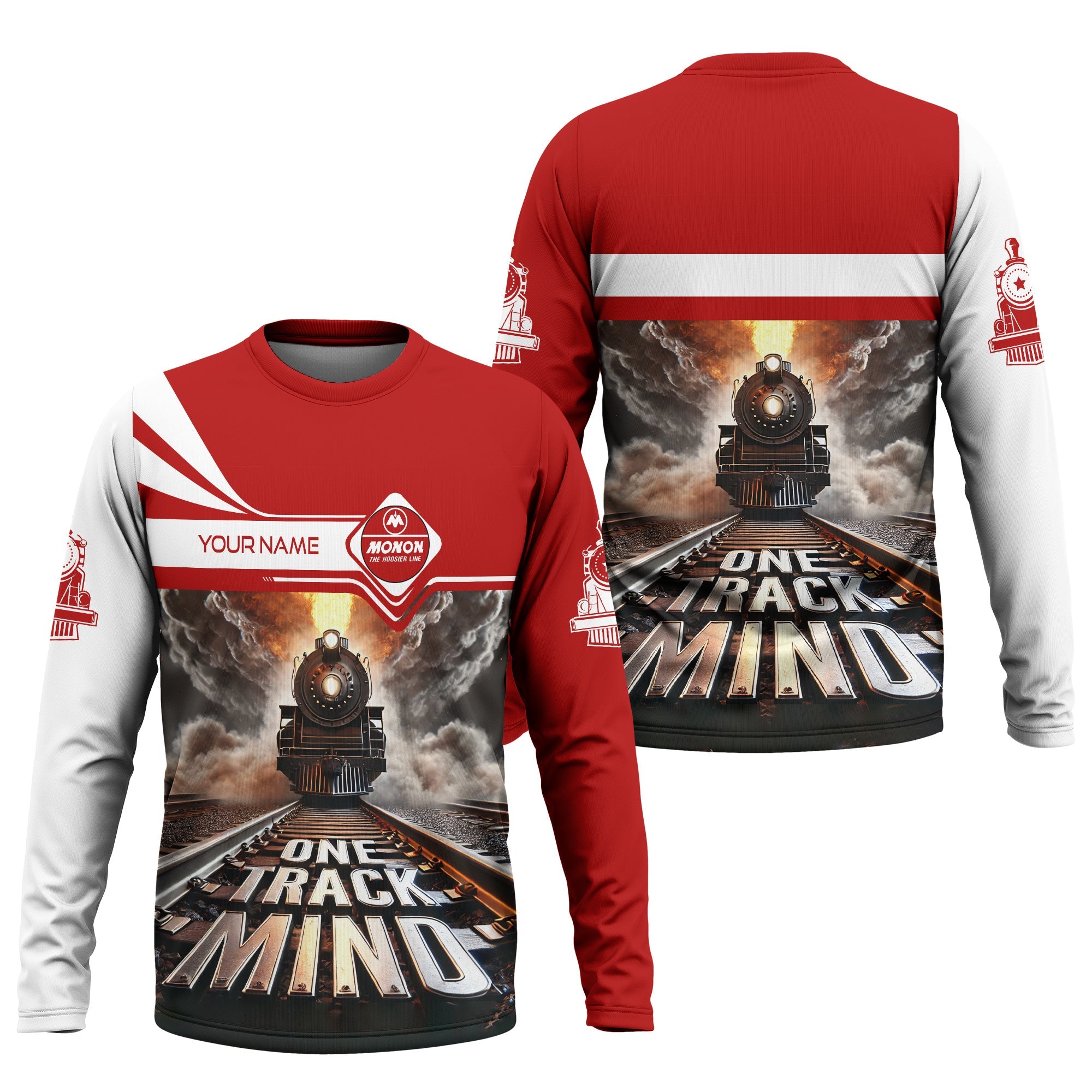 Railspirit Personalized Monon Railroad Long Sleeve Shirt One Track Mind Train Printed Shirt