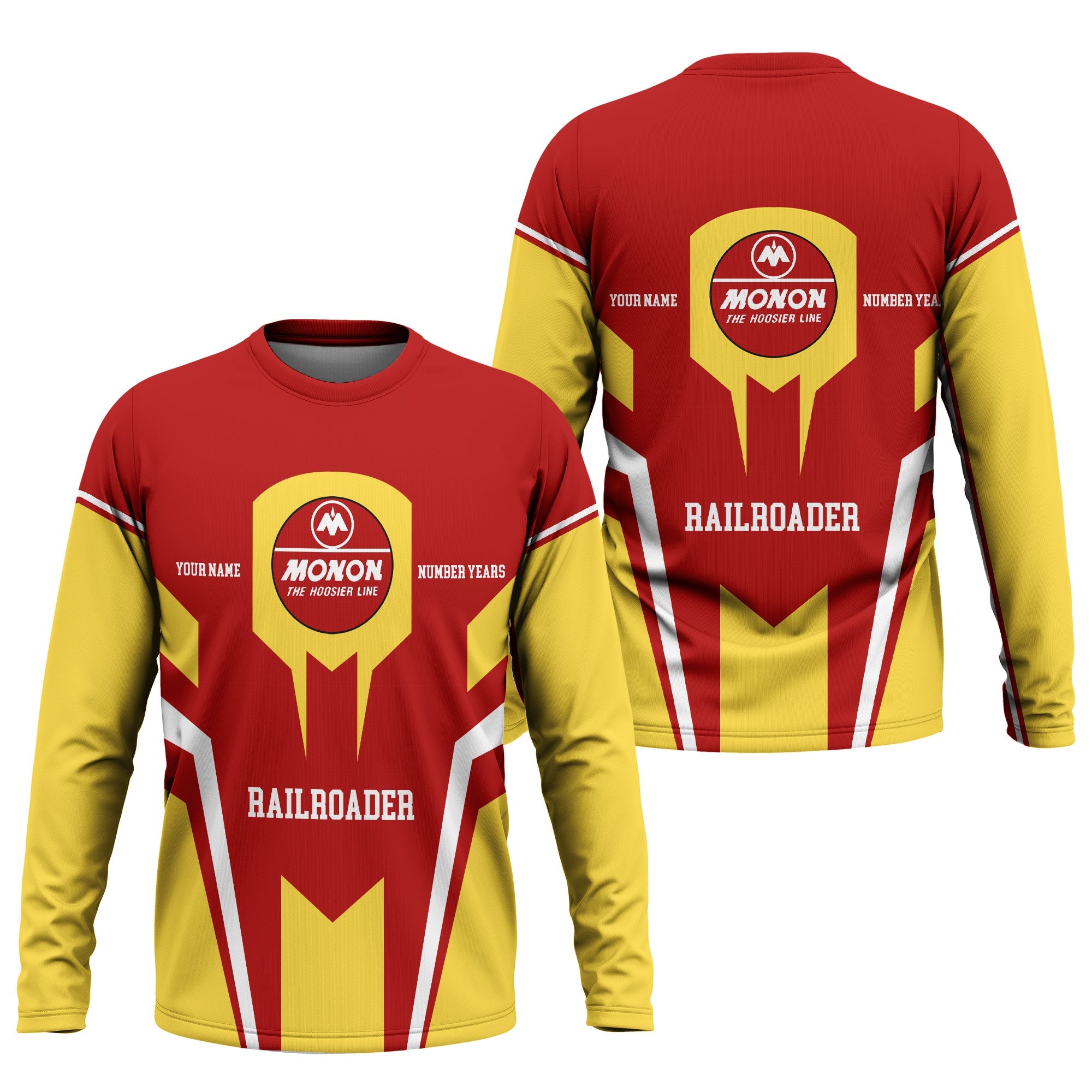 Railspirit Personalized Monon Railroad Long Sleeve Shirt Custom Year Railroader Shirt Gift Idea For Train Lover