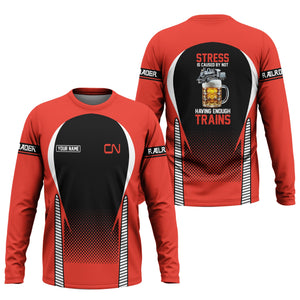 Railspirit Personalized Canadian National Railroad Long Sleeve Shirt Train Long Sleeve Shirt Gift Idea For Train Lover