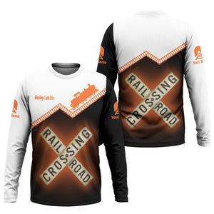 Railspirit Personalized Wheeling And Lake Erie Railroad Long Sleeve Shirt Railroad Crossing Printed Train Track Shirt
