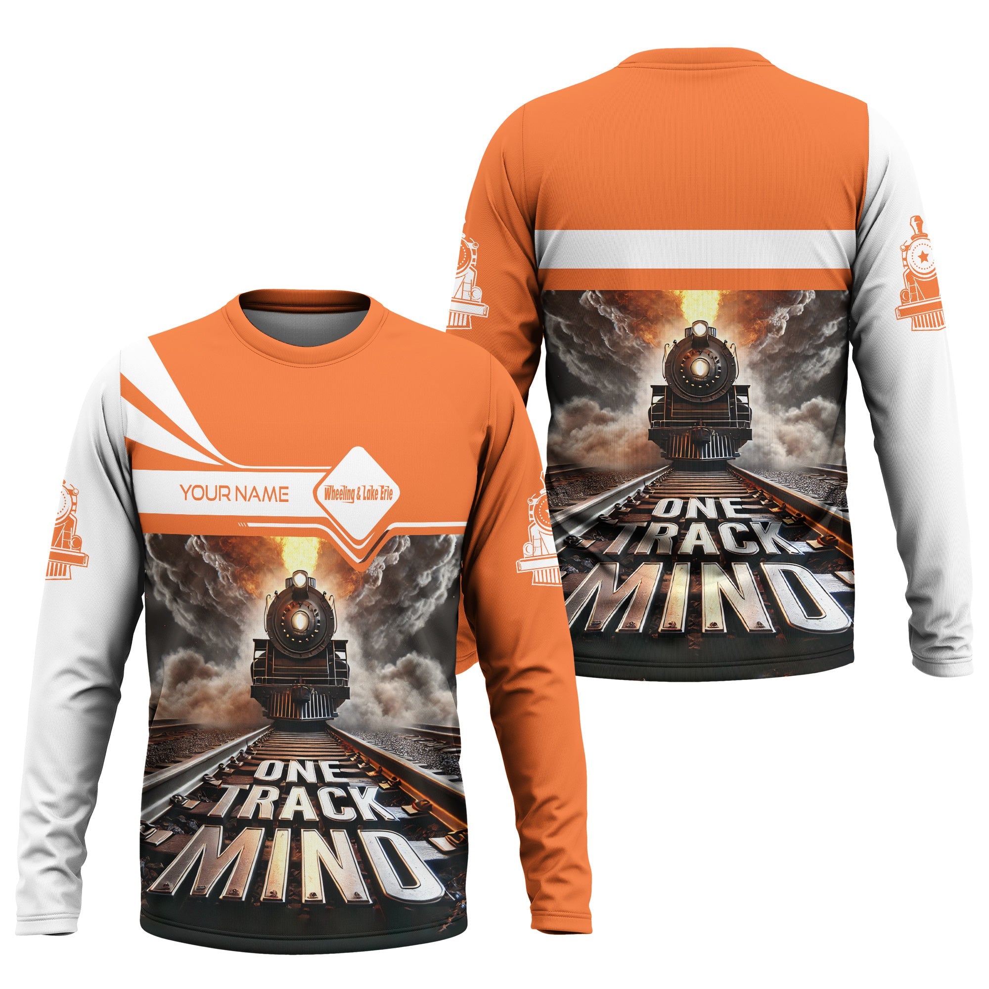 Railspirit Personalized Wheeling And Lake Erie Railroad Long Sleeve Shirt One Track Mind Train Printed Shirt