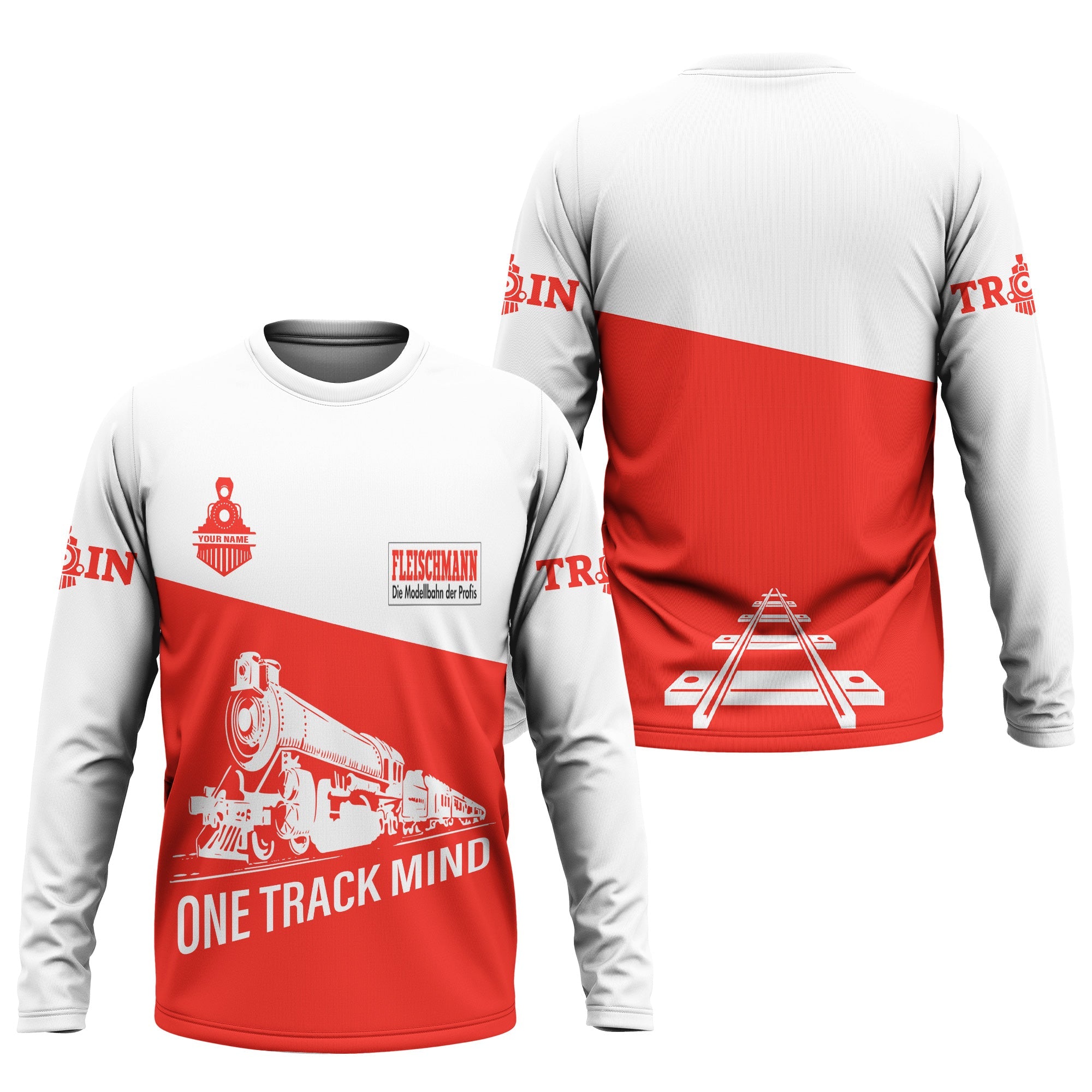 Railspirit Custom Name Fleischmann And Western Railroad Long Sleeve Shirt One Track Mind Printed Shirt