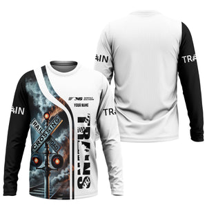 Railspirit Custom Name Norfolk Southern Railway Long Sleeve Shirt Railroad Crossing Sign Printed Train Shirt