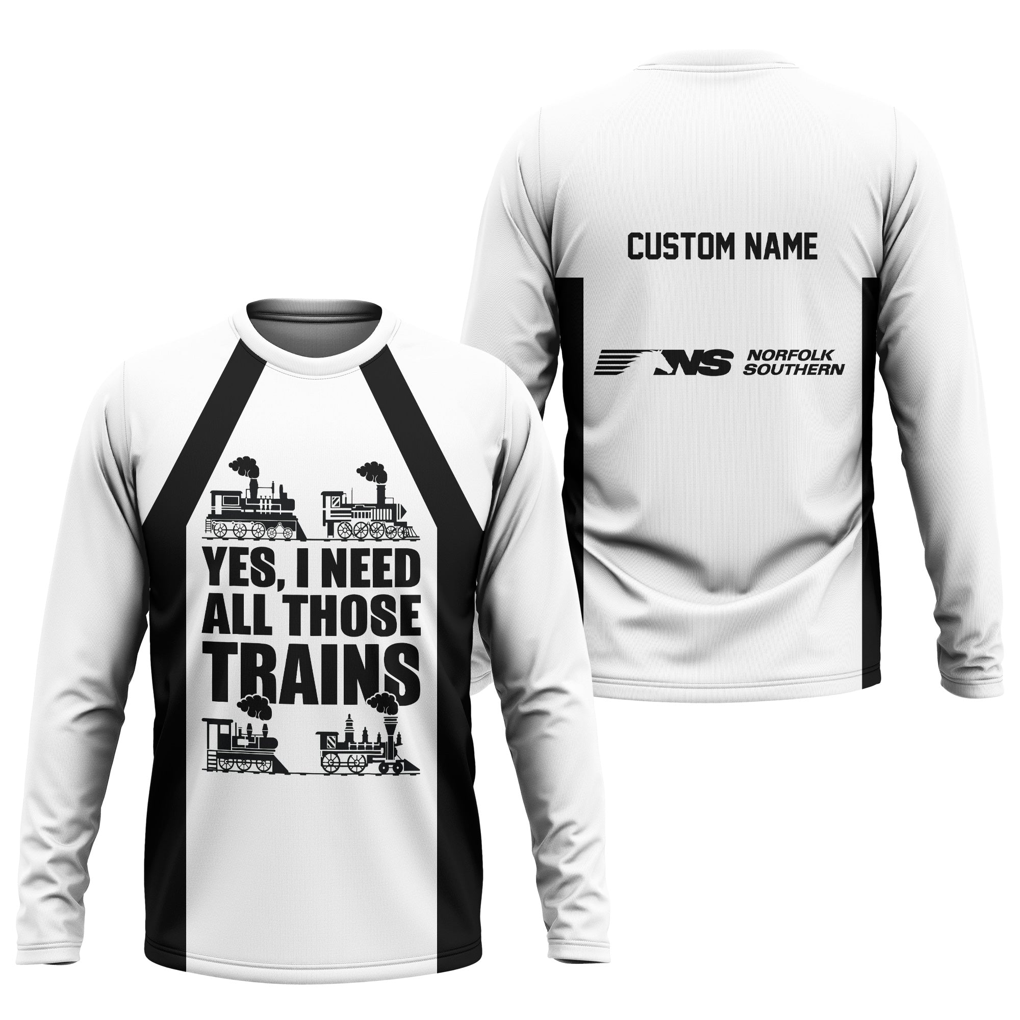 Railspirit Custom Name Norfolk Southern Railway Long Sleeve Shirt Yes I Need All Those Train Printed Shirt