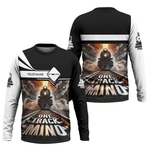 Railspirit Personalized Norfolk Southern Railway Long Sleeve Shirt One Track Mind Train Printed Shirt