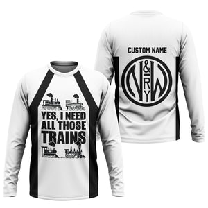 Railspirit Custom Name Norfolk and Western Railway Long Sleeve Shirt Yes I Need All Those Train N&W Printed Shirt