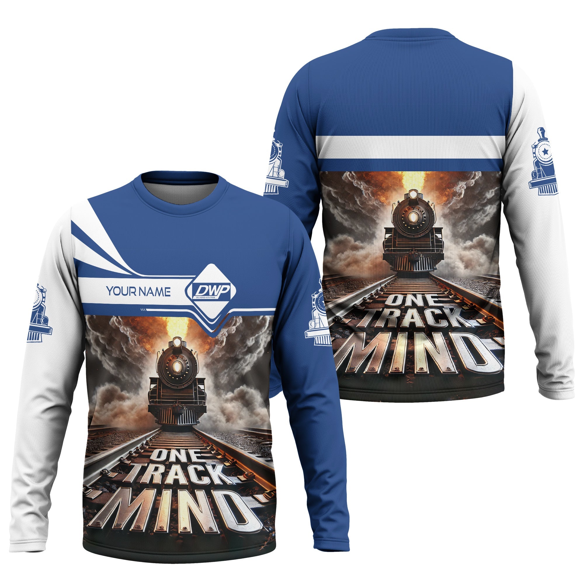 Railspirit Personalized Duluth, Winnipeg and Pacific Railway Long Sleeve Shirt One Track Mind Train Printed Shirt