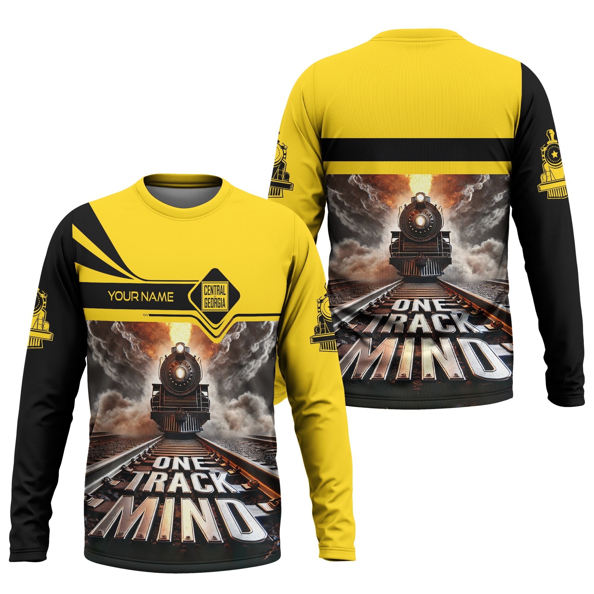 Railspirit Personalized Central of Georgia Railway Long Sleeve Shirt One Track Mind Train Printed Shirt