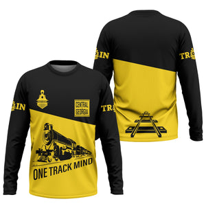 Railspirit Custom Name Central of Georgia Railway Long Sleeve Shirt One Track Mind Printed Shirt