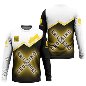 Railspirit Personalized Central of Georgia Railway Long Sleeve Shirt Railroad Crossing Printed Train Track Shirt