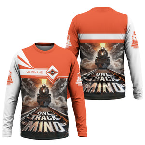 Railspirit Personalized Texas and Pacific Railway Long Sleeve Shirt One Track Mind Train Printed Shirt