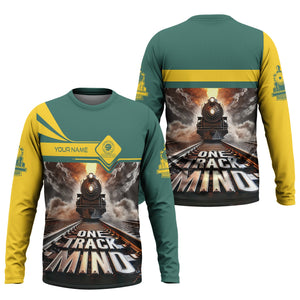 Railspirit Personalized Southern Railway U.S Long Sleeve Shirt One Track Mind SOU Train Printed Shirt