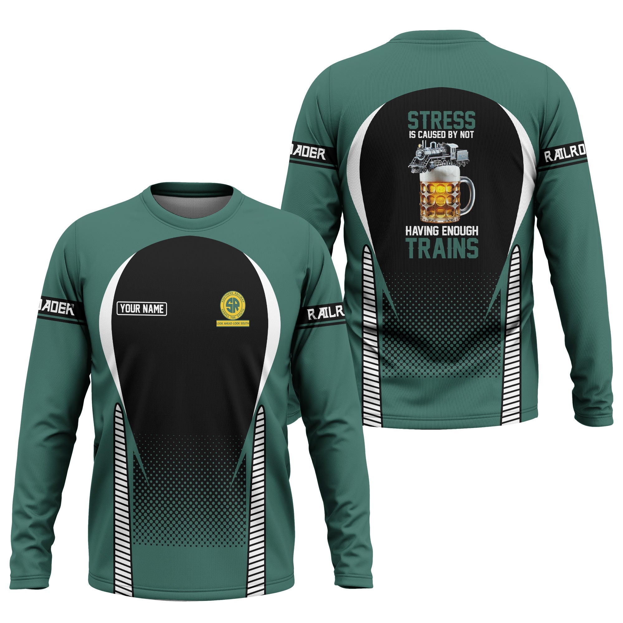 Railspirit Personalized Southern Railway U.S Long Sleeve Shirt SOU Train Long Sleeve Shirt Gift Idea For Train Lover