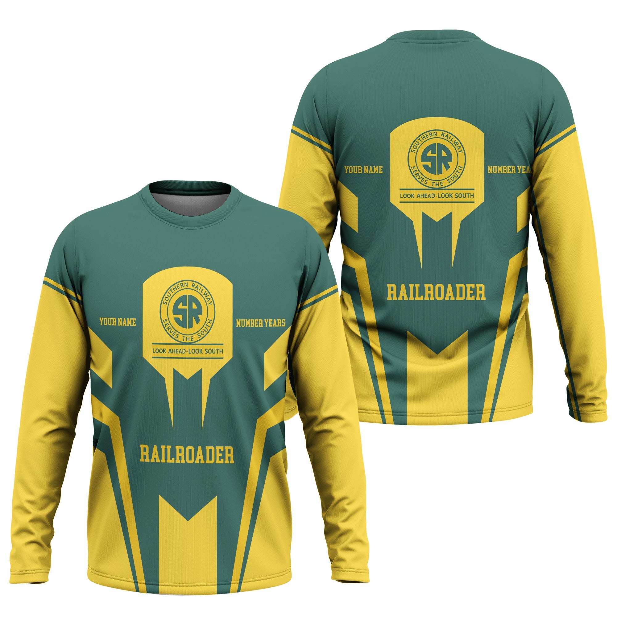 Railspirit Personalized Southern Railway U.S Long Sleeve Shirt Custom Year Railroader SOU Shirt Gift Idea For Train Lover