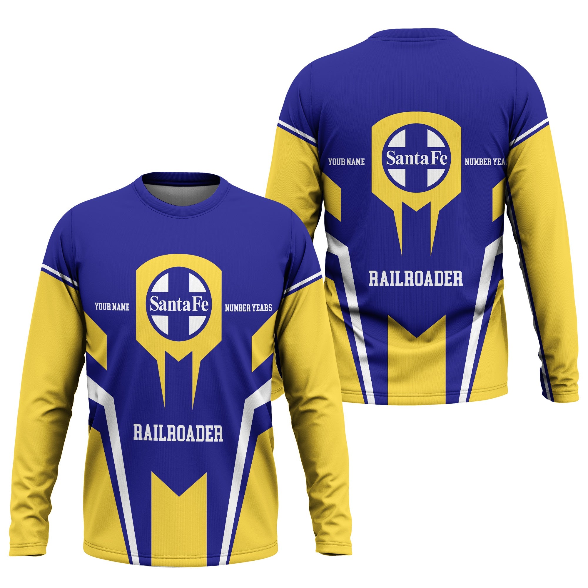 Railspirit Personalized Santa Fe Railway Long Sleeve Shirt Custom Year Railroader Atchison, Topeka and Santa Fe Railway Shirt