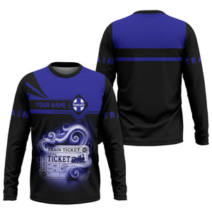 Railspirit Custom Name Santa Fe Railway Long Sleeve Shirt American Train Ticket Atchison, Topeka and Santa Fe Railway Printed Shirt