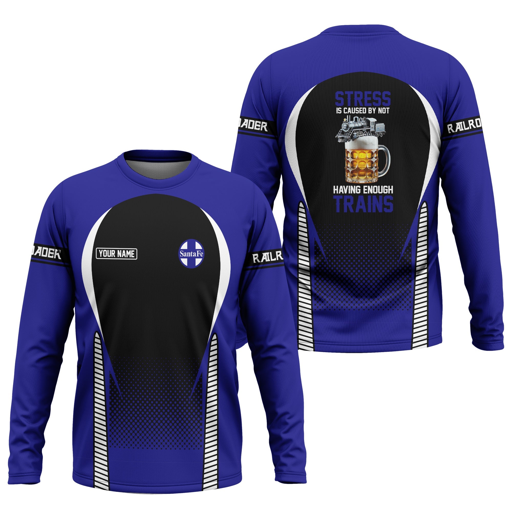 Railspirit Personalized Santa Fe Railway Long Sleeve Shirt Atchison, Topeka and Santa Fe Railway Train Long Sleeve Shirt Gift Idea For Train Lover