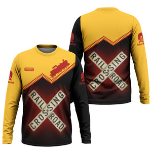 Railspirit Personalized Chicago South Shore and South Bend Railroad Long Sleeve Shirt Railroad Crossing Printed Train Track Shirt