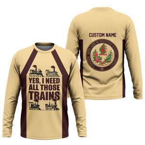 Railspirit Custom Name London, Midland and Scottish Railway Long Sleeve Shirt Yes I Need All Those Train Printed Shirt