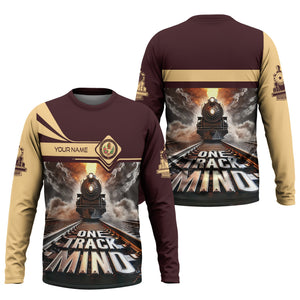 Railspirit Personalized London, Midland and Scottish Railway Long Sleeve Shirt One Track Mind Train Printed Shirt