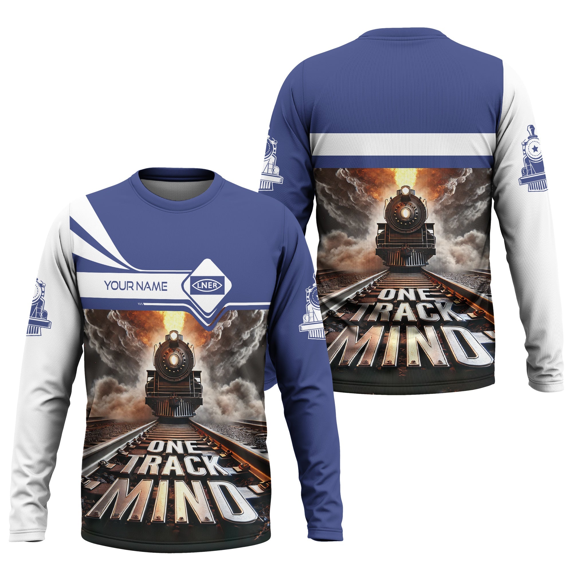 Railspirit Personalized London and North Eastern Railway Long Sleeve Shirt One Track Mind Train Printed Shirt