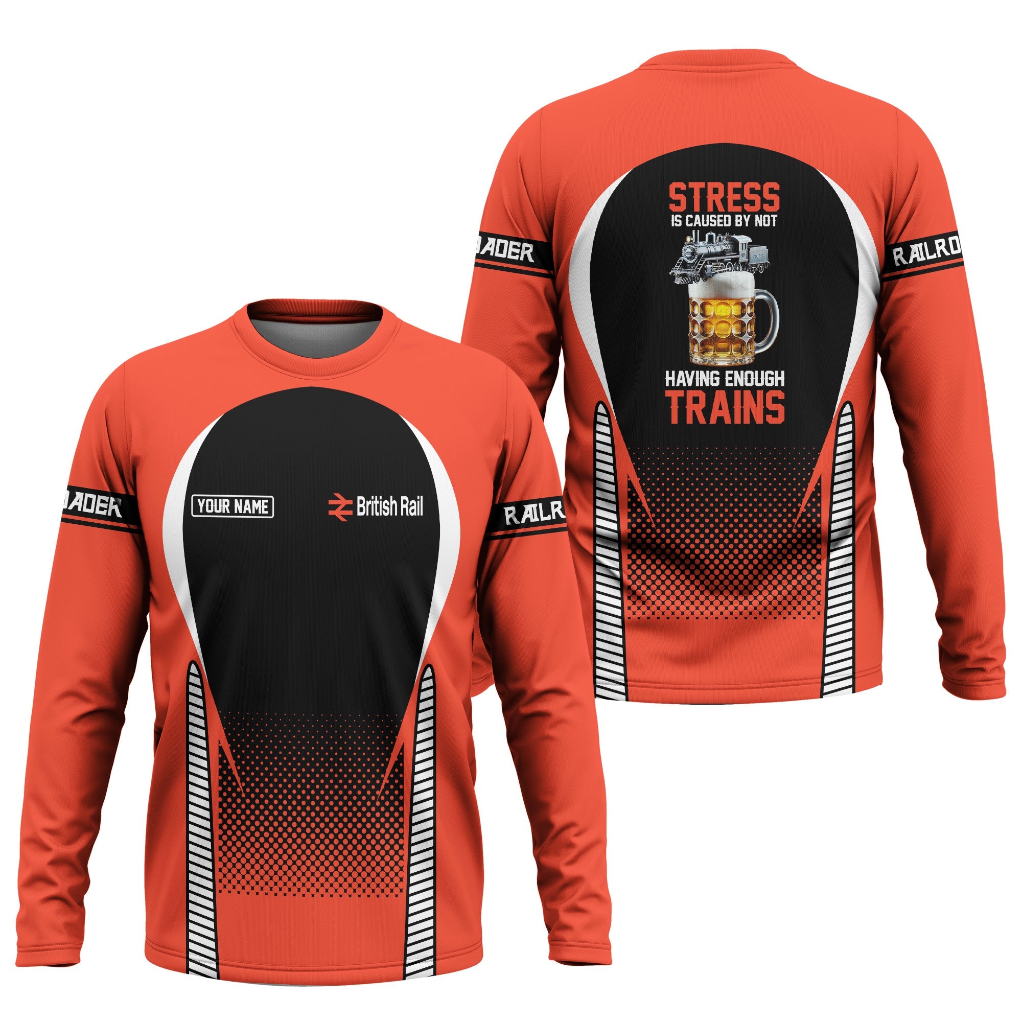 Railspirit Personalized Bristish Railway Long Sleeve Shirt Train Long Sleeve Shirt Gift Idea For Train Lover