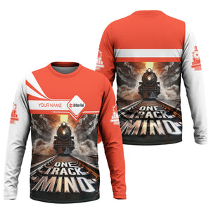Railspirit Personalized Bristish Railway Long Sleeve Shirt One Track Mind Train Printed Shirt