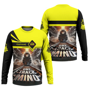 Railspirit Personalized Iowa Interstate Railroad Long Sleeve Shirt One Track Mind IAIS Train Printed Shirt