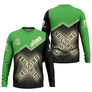 Railspirit Personalized Virginia & Truckee Railroad Long Sleeve Shirt Railroad Crossing Printed Train Track Shirt