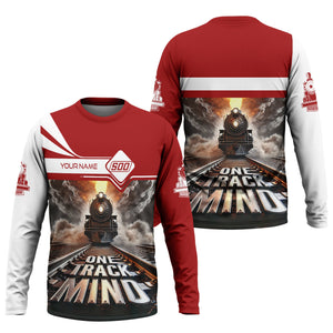 Railspirit Personalized Soo Line Railroad Long Sleeve Shirt One Track Mind Train Printed Shirt
