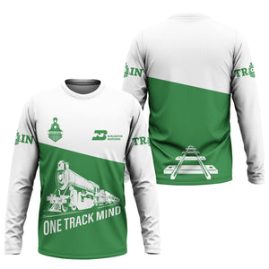 Railspirit Custom Name Burlington Northern Railroad Long Sleeve Shirt One Track Mind Printed Shirt