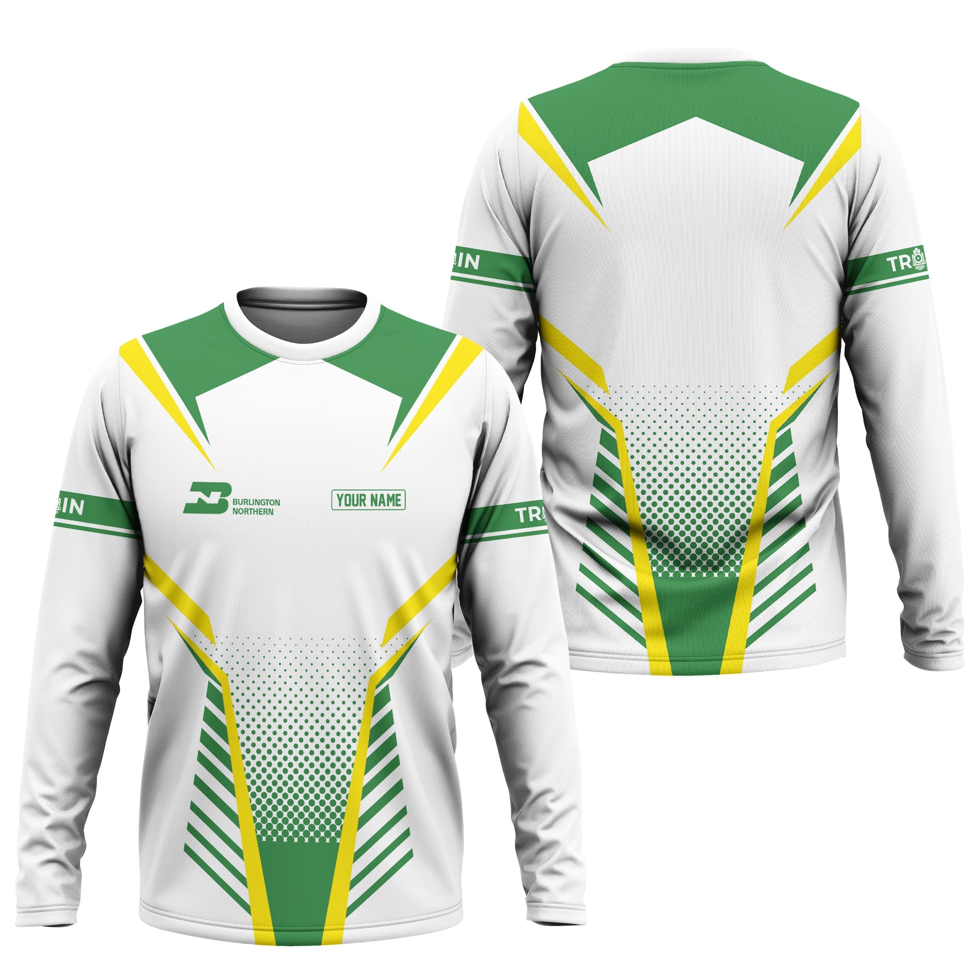 Railspirit Personalized Burlington Northern Railroad Long Sleeve Shirt Unisex Train Shirt All Over Print