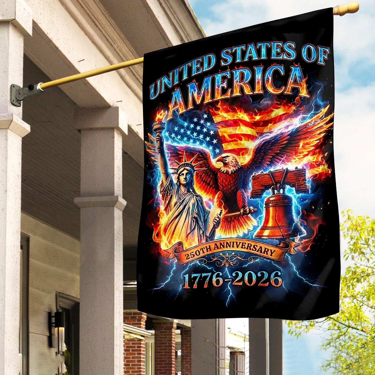 United States of America 250th Anniversary Flag 1776–2026 Patriotic Eagle Liberty Bell Garden Flag Home Decor