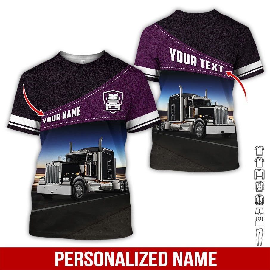 Customized Name Love Truck Shirt, 3D Printed Graphics, Personalized Gift