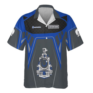 Railspirit Personalized Long Island Railroad Hawaiian Shirt Steam Locomotive Engine Graphic Train Shirt All Over Print