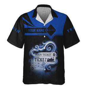 Railspirit Personalized Long Island Railroad Hawaiian Shirt Train Ticket  American Locomotive Printed Train