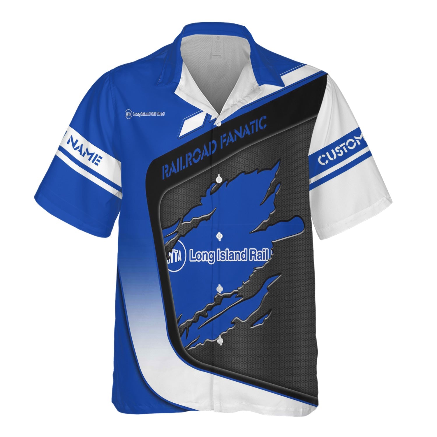 Railspirit Personalized Long Island Railroad Hawaiian Shirt Ripped Texture Style Train Shirt For Railroad Fanatic