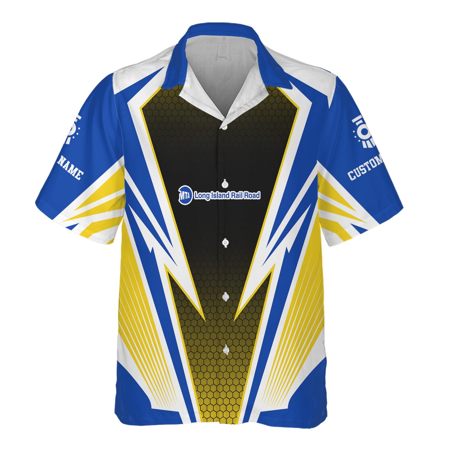 Railspirit Personalized Long Island Railroad Hawaiian Shirt Lightning Graphic Style Shirt Gift Idea For Train Lover